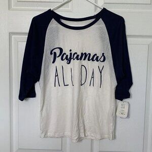 Nite Gear Women's XS Blue Ivory “Pajama All Day" Pajama Top Shirt NWT